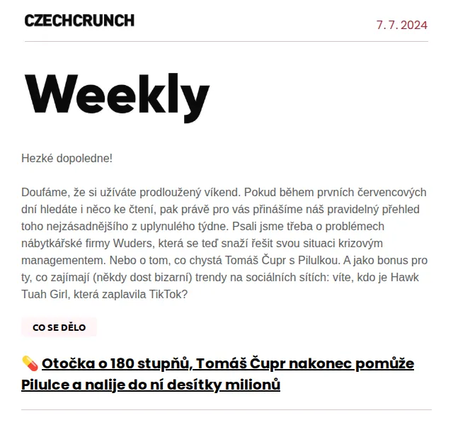 CzechCrunch: Přehled týdne – červenec 2024 | Nuslet.cz