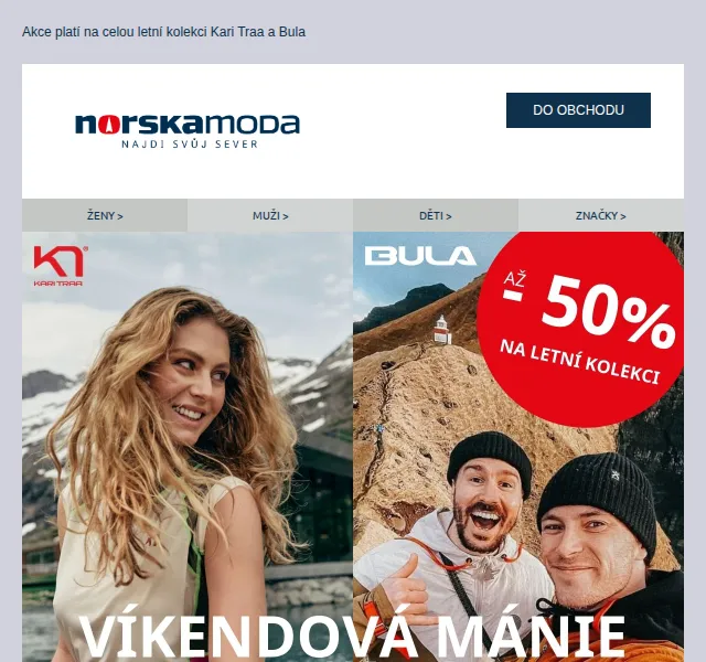 Norskamoda: Víkendová mánie Kari Traa a Bula až -50 % – červenec 2026 | Nuslet.cz