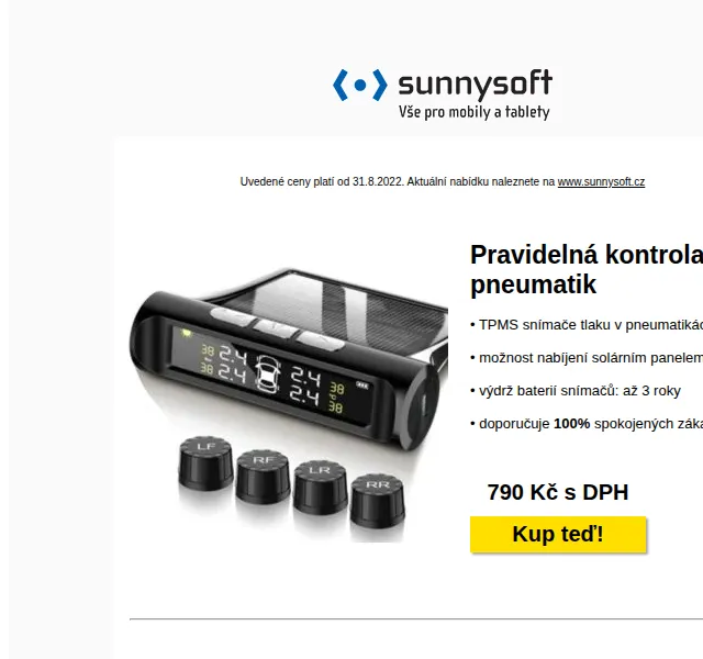 Sunnysoft.cz: TPMS snímače od 790 Kč – červen 2026 | Nuslet.cz