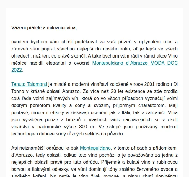 Premier Wines & Spirits: Talamonti Montepulciano d´Abruzzo MODA 4+2 – červenec 2026 | Nuslet.cz