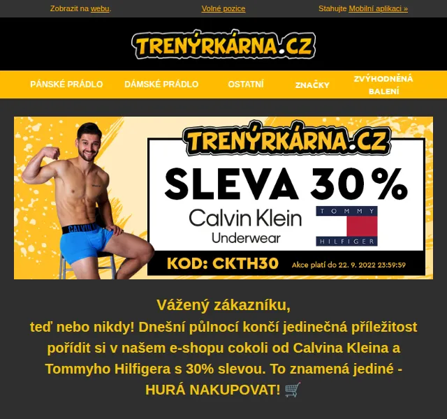 Lukáš z Trenýrkárna: -30 % Calvin Klein a Tommy Hilfiger – září 2022 | Nuslet.cz
