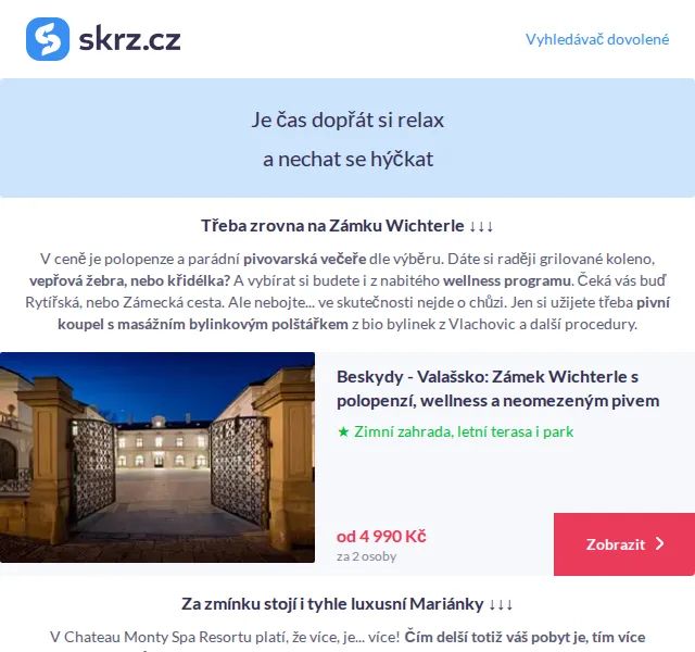 Vánoce na Skrz: procedury v ceně pobytu – červenec 2026 | Nuslet.cz