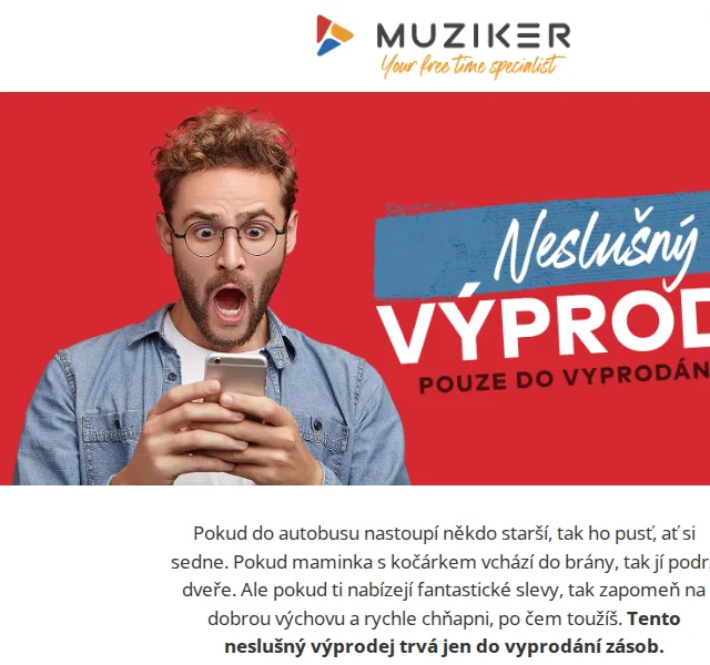 Muziker: Neslušný výprodej – červen 2026 | Nuslet.cz