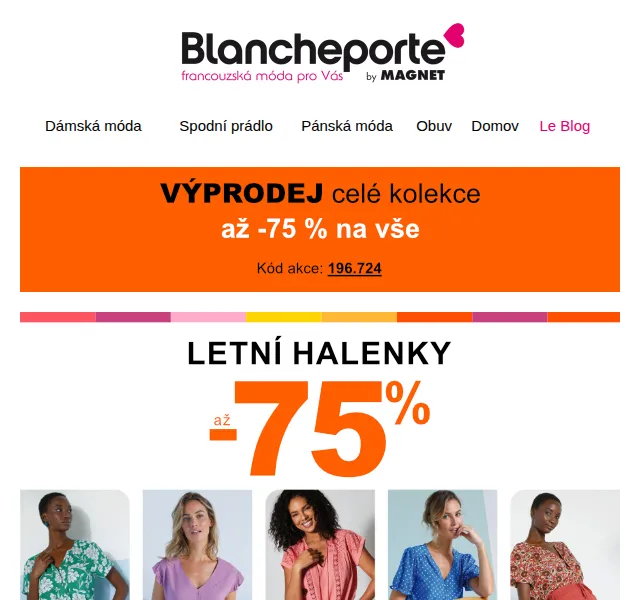 Blancheporte: -75 % na halenky – červen 2026 | Nuslet.cz