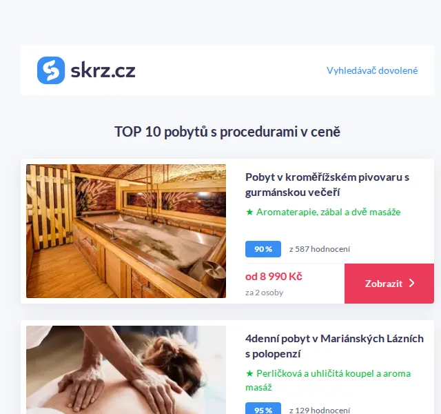 Vánoce na Skrz: TOP 10 pobytů s procedurami od 4 990 Kč – červenec 2026 | Nuslet.cz