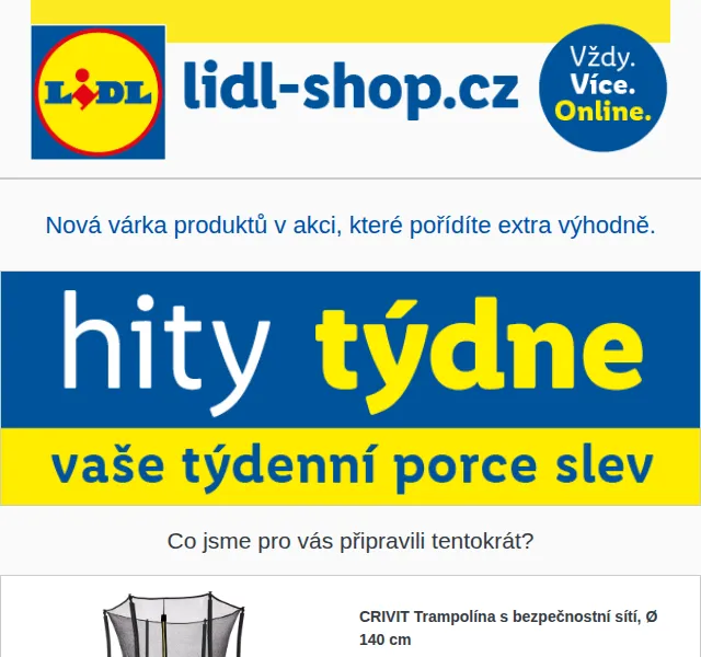 Lidl: Trampolína CRIVIT se slevou 52 % – červenec 2026 | Nuslet.cz