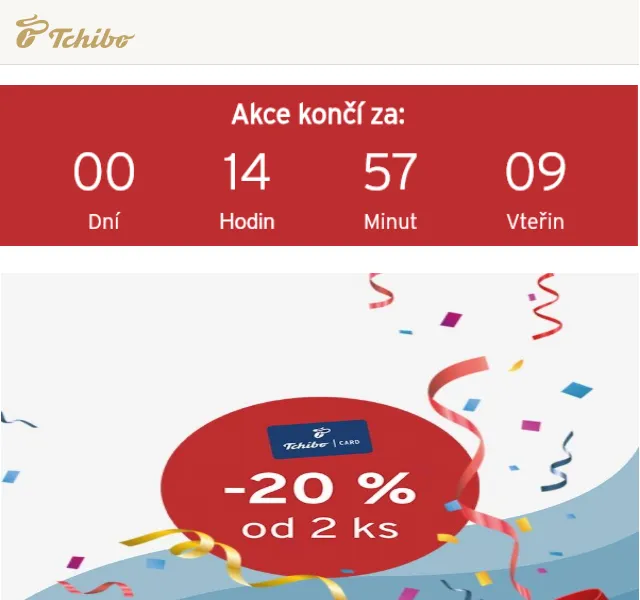 Tchibo: sleva 20 % na 2 kusy do neděle – srpen 2026