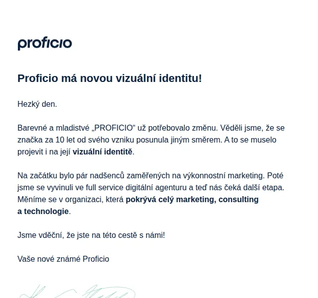 PROFICIO tým: Nová vizuální identita – červen 2026 | Nuslet.cz