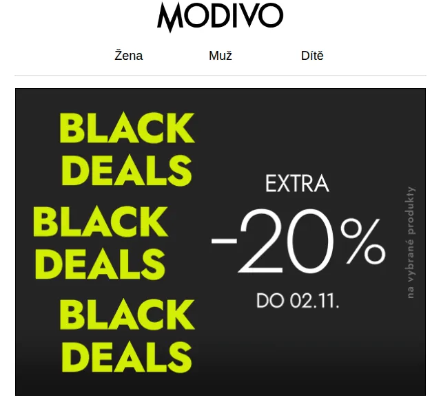 Modivo: Black Deals –20% na Tommy Hilfiger, Guess, Desigual – červen 2026 | Nuslet.cz