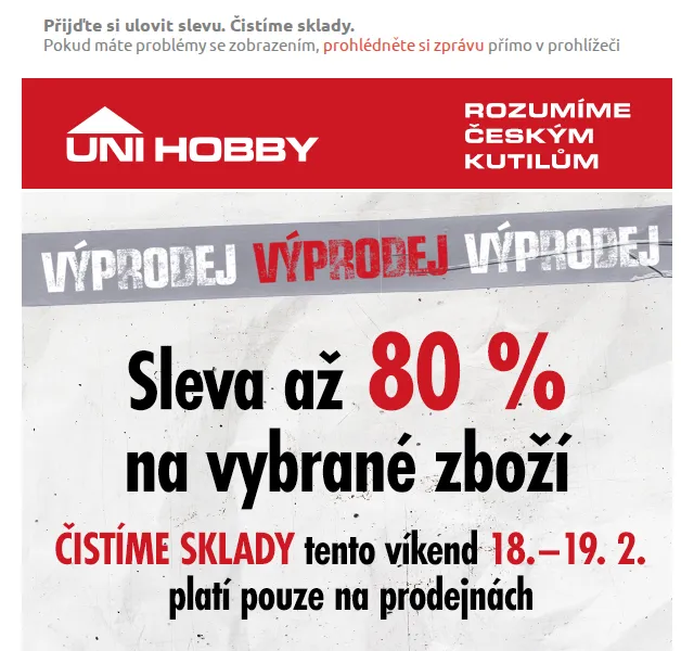 UNI HOBBY: Slevy až 80 % na všech prodejnách – červen 2026 | Nuslet.cz