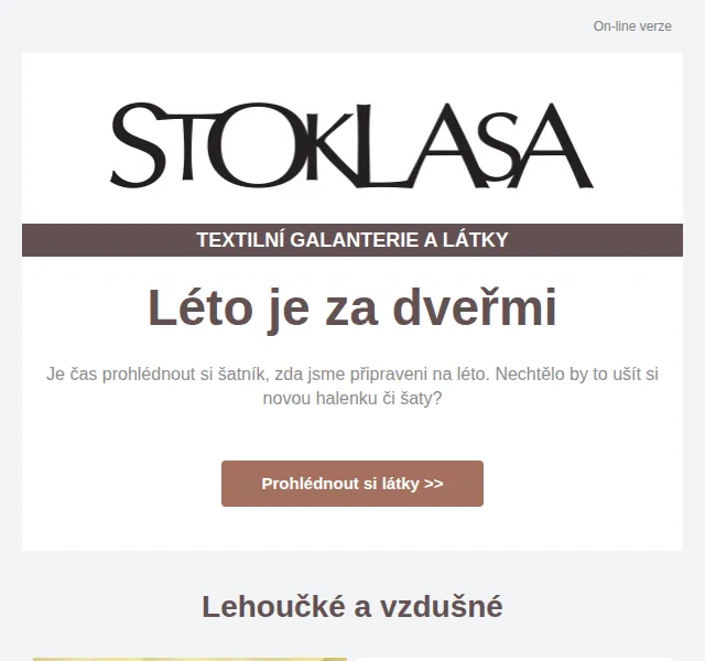 Stoklasa: Látky na halenky a šaty – červenec 2026 | Nuslet.cz