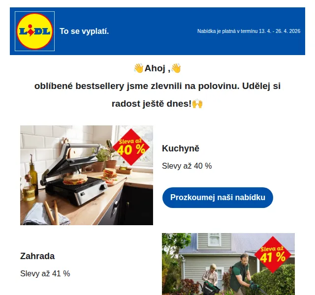 Lidl: Jarní nákupy se slevou až 50 % – Duben 2026 | Nuslet.cz