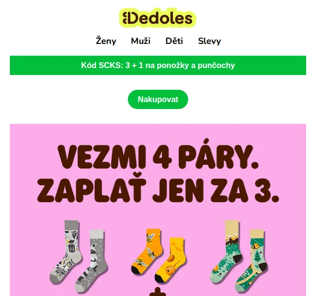 Dedoles.cz: 3+1 na ponožky – červenec 2026 | Nuslet.cz