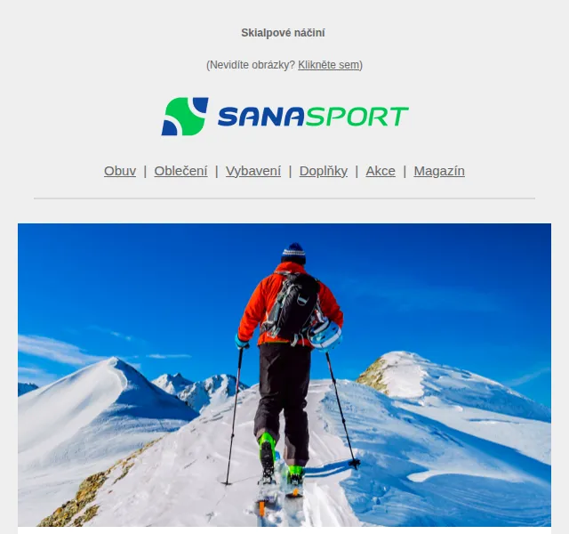 Sanasport: skialpová výbava sleva 20 % – červen 2026 | Nuslet.cz