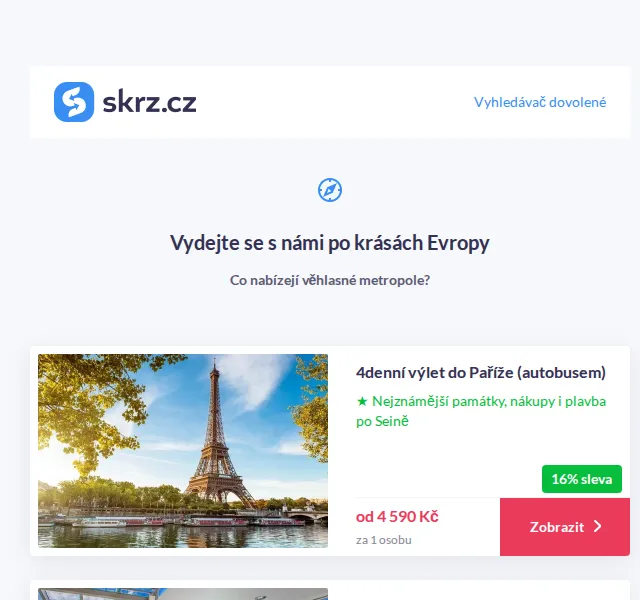 Vánoce na Skrz: výlet do Paříže 4 590 Kč – červen 2026 | Nuslet.cz
