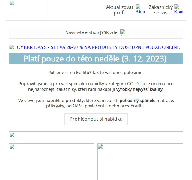 JYSK: Sleva 20-50 % na produkty Gold – červen 2026 | Nuslet.cz