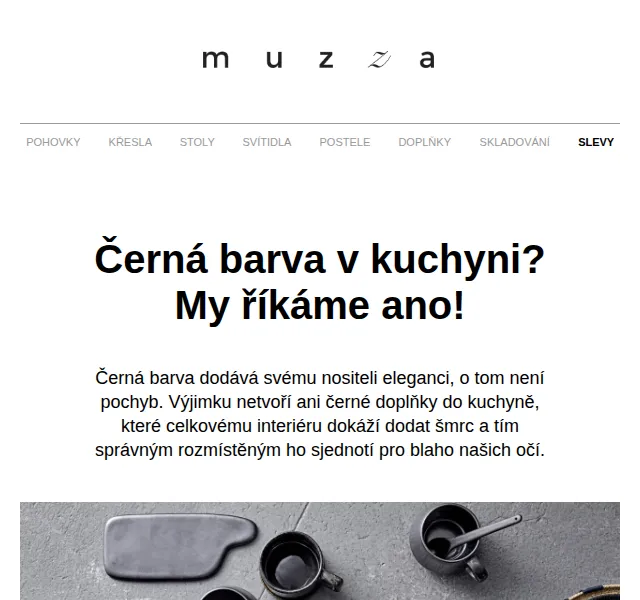 MUZZA: Černé doplňky do kuchyně a nábytek – červen 2026 | Nuslet.cz