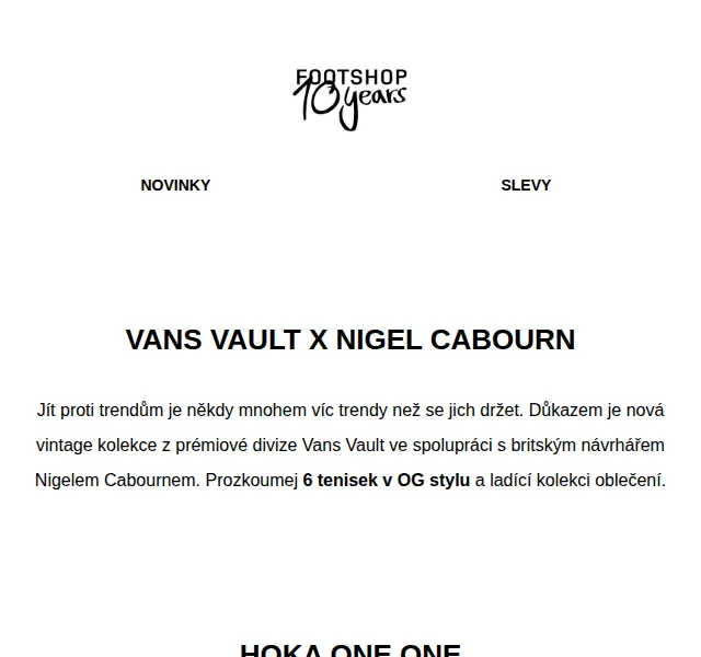 Footshop: Vans Nigel Cabourn a Hoka One One – červen 2026 | Nuslet.cz