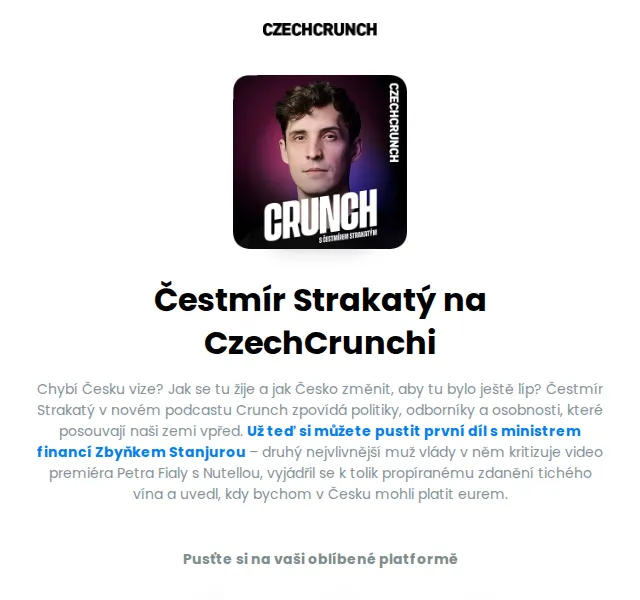 CzechCrunch: Nový podcast s Čestmírem Strakatým – červen 2026 | Nuslet.cz