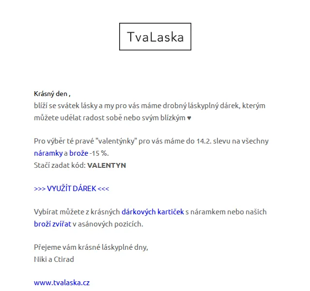 Niki a Ctirad z TvaLaska: sleva 15 % na náramky a brože – červen 2026 | Nuslet.cz