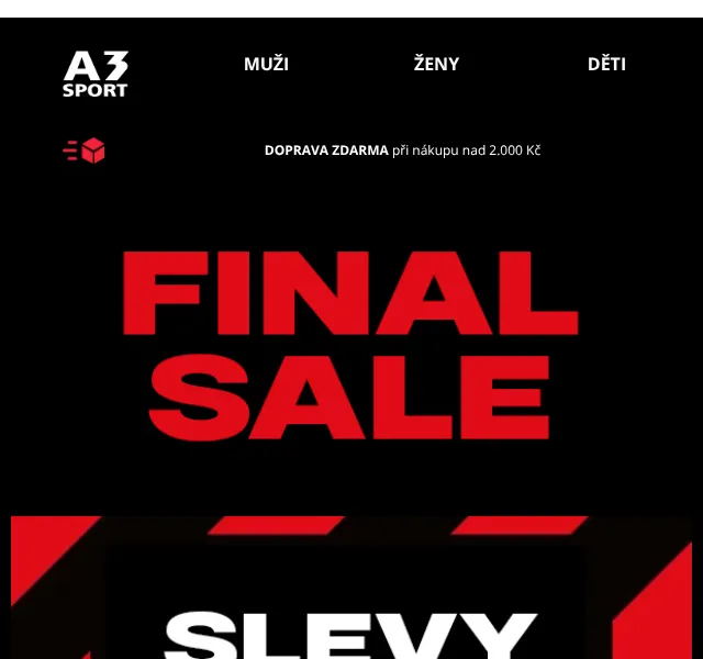 A3SPORT.CZ: Finální výprodej -50 % Nike, adidas – červen 2026