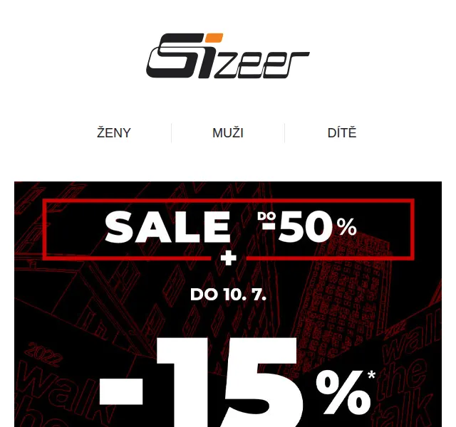 Sizeer: SALE a dodatečných -15 % na nákupy online – červen 2026 | Nuslet.cz