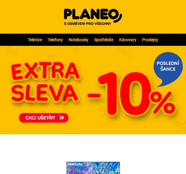 Planeo: Extra sleva 10 % na televize, elektro, koloběžky – červen 2026 | Nuslet.cz