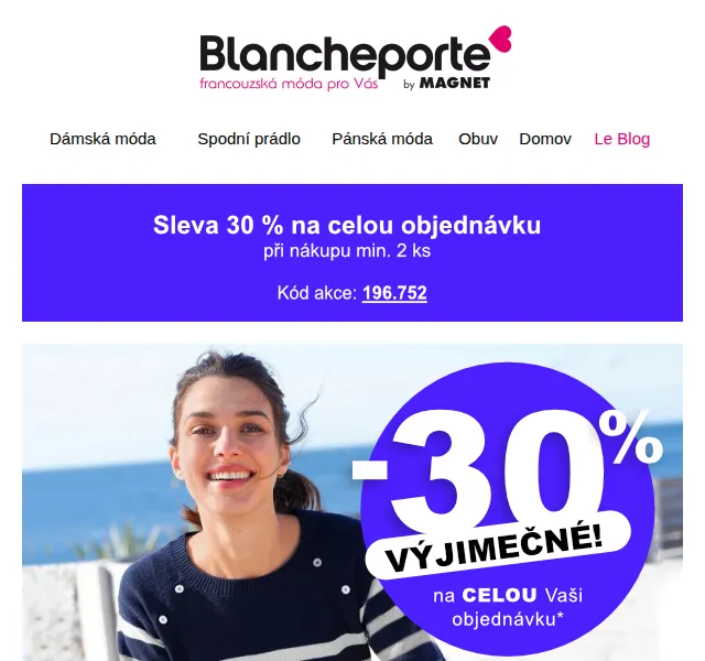 Blancheporte: -30 % na úpletové svršky – červen 2026 | Nuslet.cz