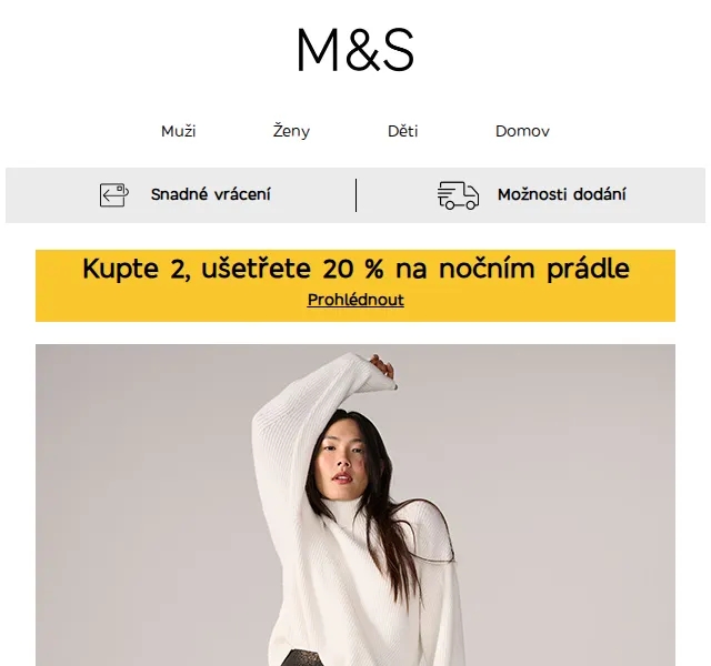 Marks and Spencer: Sleva 20 % na noční prádlo – červen 2026 | Nuslet.cz