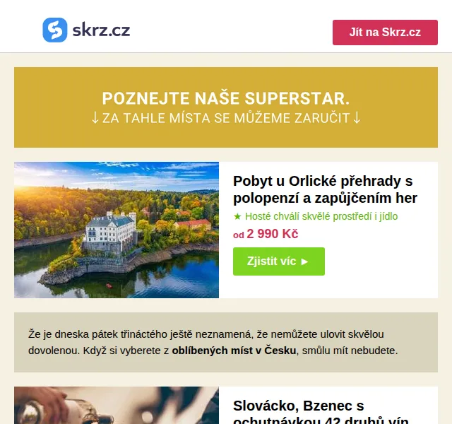 Skrz: Pobyty po Česku – wellness, víno a bazény od 1 220 Kč – červen 2026 | Nuslet.cz