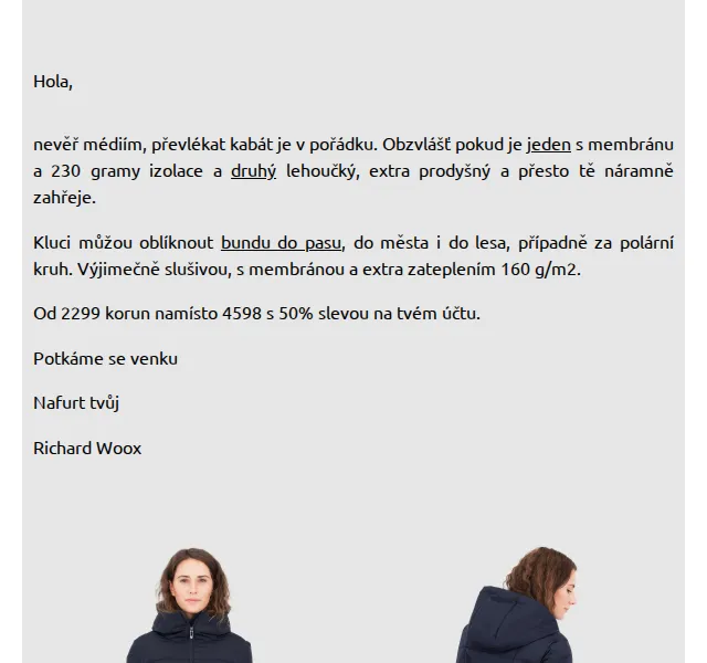 Richard Woox: Bunda s 50% slevou od 2 299 Kč – červenec 2026 | Nuslet.cz