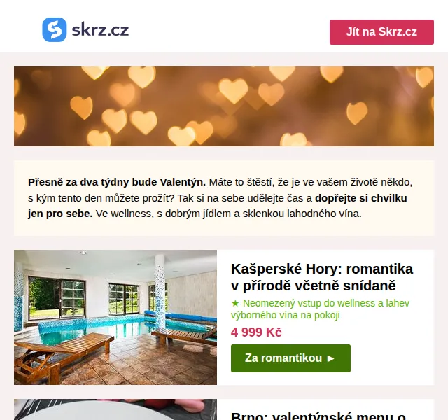 Vánoce na Skrz: wellness pobyty a večeře na Valentýna – červen 2026 | Nuslet.cz