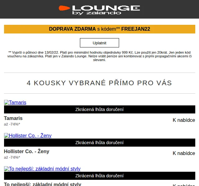 Lounge by Zalando: Tamaris, Hollister, Only & Sons se slevou až 75 % – červen 2026 | Nuslet.cz