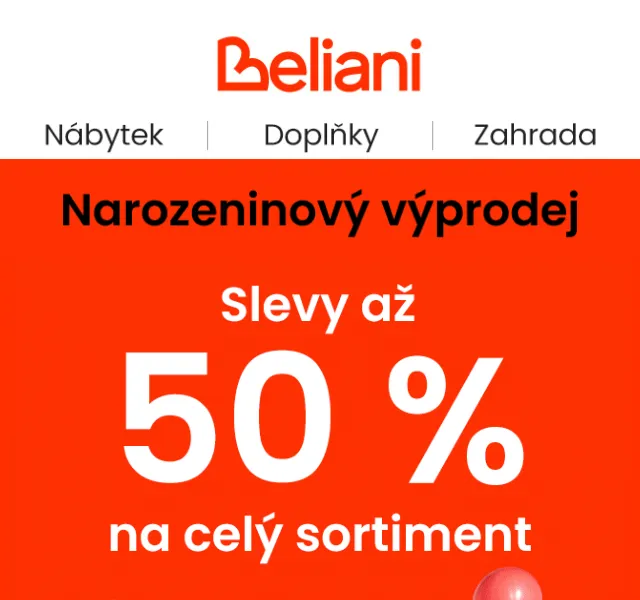 Beliani.cz: až 50 % sleva na nábytek – červen 2026