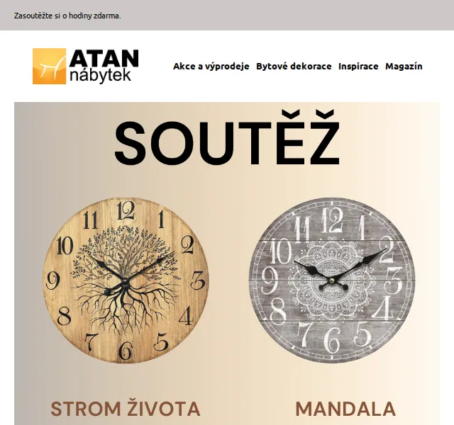 ATAN nábytek: Soutěž o hodiny zdarma – červen 2026 | Nuslet.cz