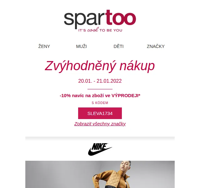 Spartoo: slevy až -55 % na Nike, Redskins, New Balance – červen 2026 | Nuslet.cz