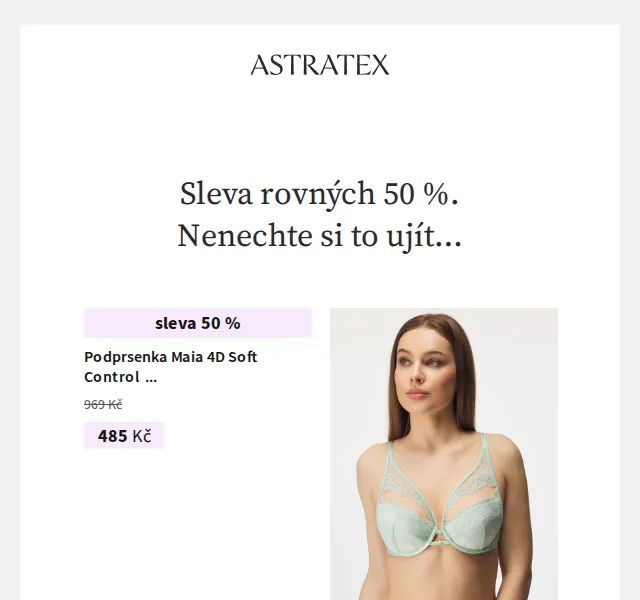 Astratex: 50% sleva na podprsenky a doplňky – červen 2026 | Nuslet.cz