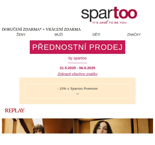 Spartoo: Až -50 % na Replay, Moony Mood, Geographical Norway, THEAD., EA7 – červenec 2026 | Nuslet.cz