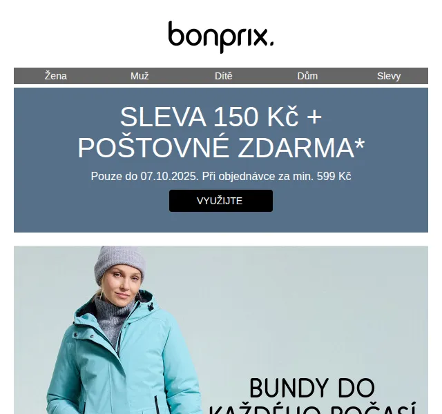 bonprix: Sleva 150 Kč + doprava zdarma – říjen 2025 | Nuslet.cz