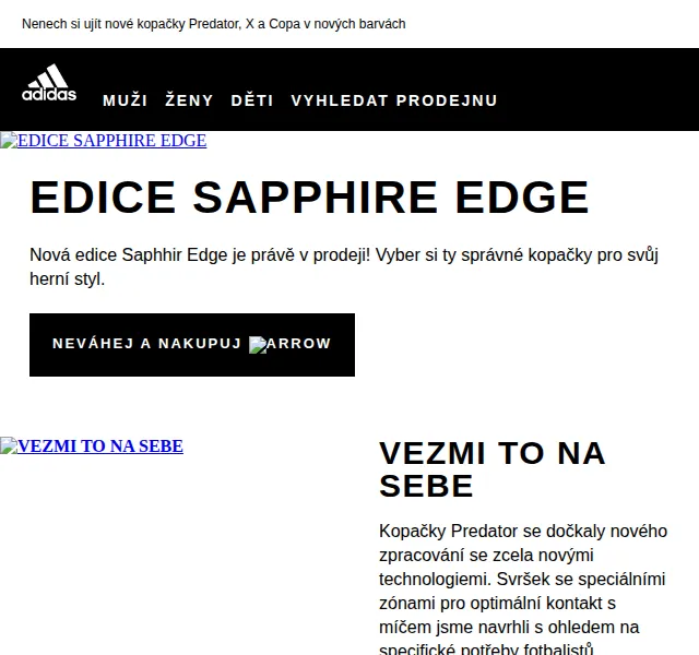 adidas Sapphire Edge kopačky – červen 2026 | Nuslet.cz