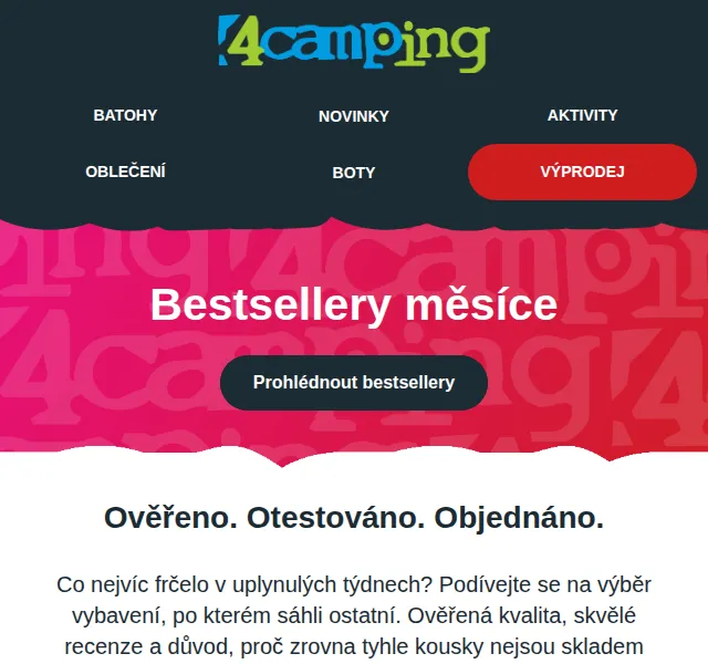 4camping: Bestsellery měsíce – slevy až 60 % – červen 2026 | Nuslet.cz