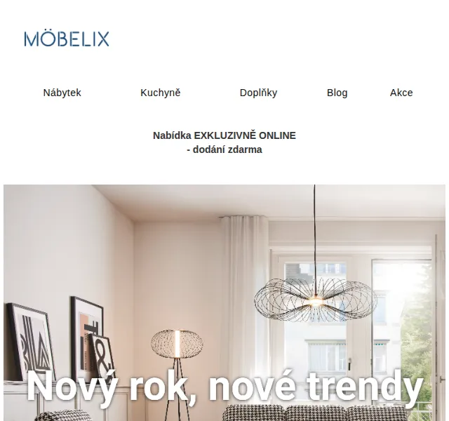 Möbelix: Nové trendy nábytek online – dodání zdarma – červen 2026 | Nuslet.cz