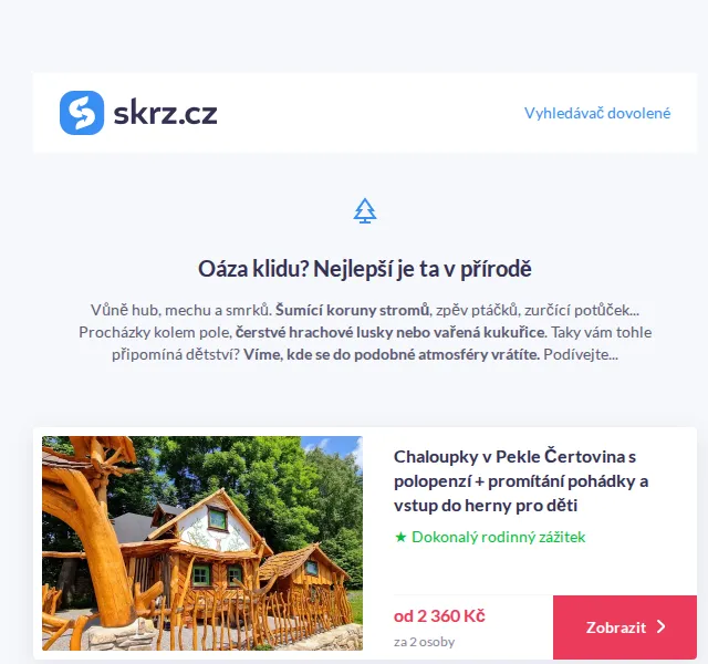 Vánoce na Skrz: pobyty v přírodě od 1 949 Kč – červen 2026 | Nuslet.cz