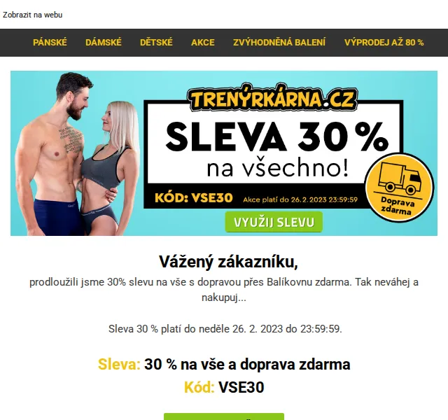 Lukáš z Trenýrkárna.cz: Sleva 30 % na vše + doprava zdarma – červen 2026 | Nuslet.cz