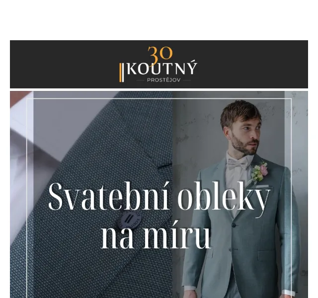 Koutný spol. s r.o.: Svatební oblek na míru – bez uvedení ceny, červen 2026 | Nuslet.cz