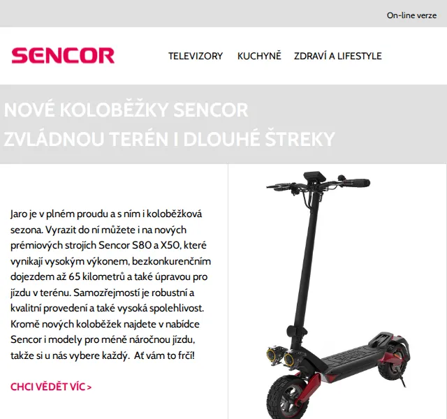 Sencor: Slevy až 20 % na koloběžky, TV a roboty – červenec 2026 | Nuslet.cz
