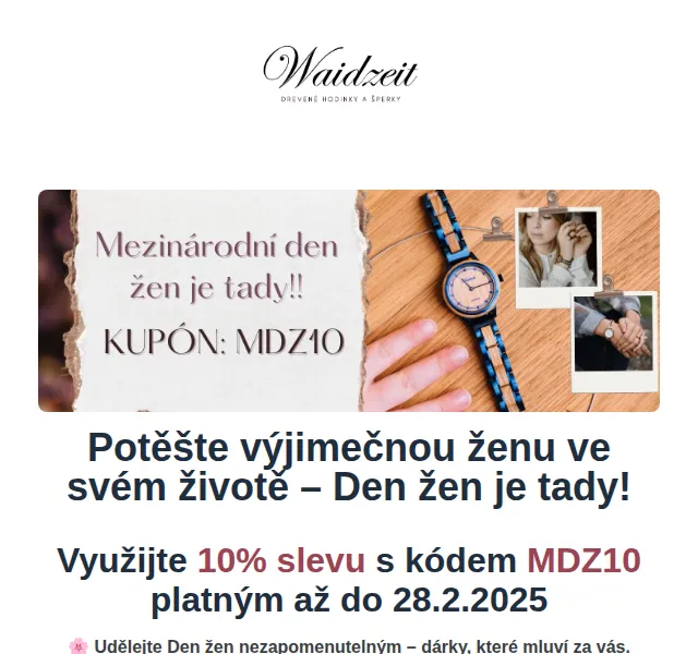 Waidzeit: 10% sleva na personalizované šperky a hodinky – březen 2026 | Nuslet.cz