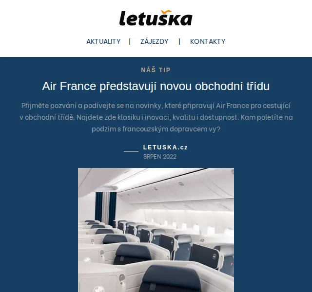 Letuška.cz: Nová obchodní třída Air France – červen 2026 | Nuslet.cz