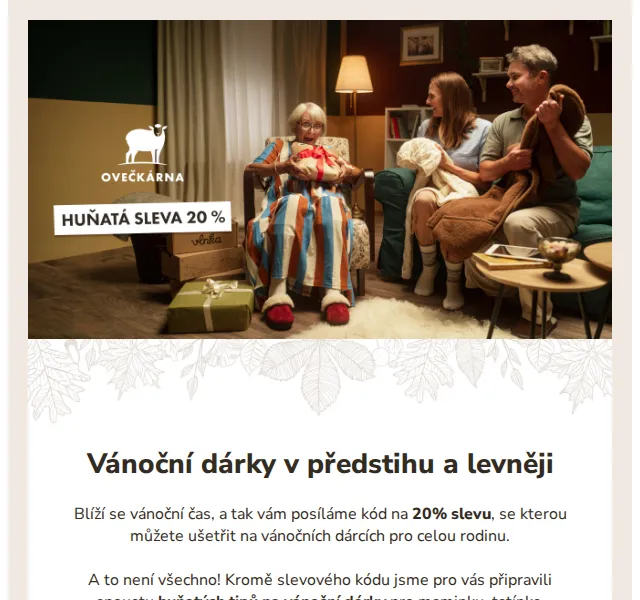 Ovečkárna sleva 20 %: Vánoční dárky z ovčí vlny – červenec 2026 | Nuslet.cz