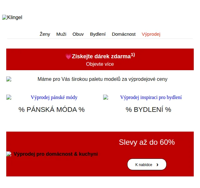 KLiNGEL: Výprodej módy a bydlení se slevou až 60 % – červenec 2026 | Nuslet.cz